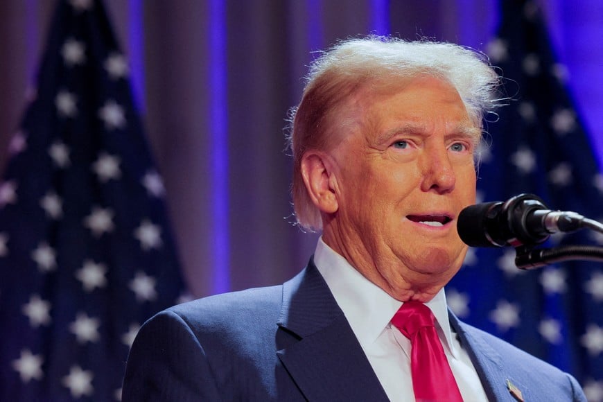 FILE PHOTO: U.S. President-elect Donald Trump speaks as he meets with House Republicans on Capitol Hill in Washington, U.S., November 13, 2024. REUTERS/Brian Snyder/File Photo