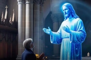 En la Iglesia de San Pedro, ciudad suiza de Lucerna, los fieles pueden interactuar con un holograma.