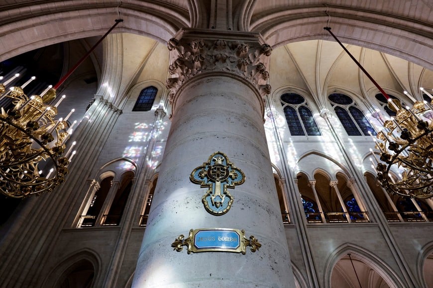 A view of the inside of Notre-Dame de Paris cathedral in Paris, on November 29, 2024. The Notre-Dame Cathedral is set to re-open early December 2024, with a planned weekend of ceremonies on December 7 and 8, 2024, five years after the 2019 fire which ravaged the world heritage landmark and toppled its spire. Some 250 companies and hundreds of experts were mobilised for the five-year restoration costing hundreds of millions of euros.     STEPHANE DE SAKUTIN/Pool via REUTERS