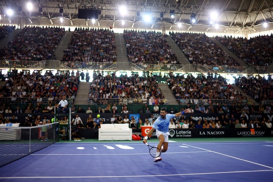 Tennis - Exhibition - Juan Martin del Potro v Novak Djokovic - Estadio Mary Teran de Weiss, Buenos Aires, Argentina - December 1, 2024
Serbia's Novak Djokovic in action during an exhibition match REUTERS/Agustin Marcarian