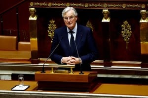 French Prime Minister Michel Barnier speaks to announce the use by the French government of article 49.3, a special clause in the French Constitution, to push the budget bill through the National Assembly without a vote by lawmakers, during a debate on the 2025 Social Security Financing bill (PLFSS) at the National Assembly in Paris, France, December 2, 2024. REUTERS/Sarah Meyssonnier