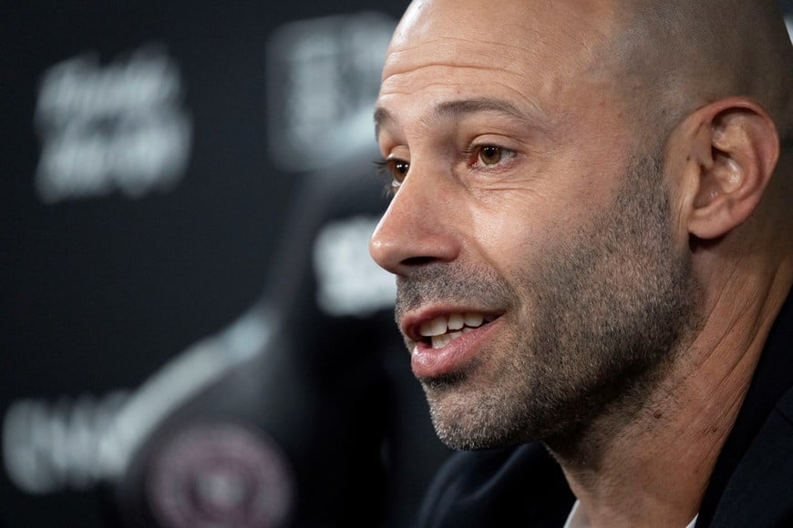 Newly appointed Inter Miami head coach Javier Mascherano speaks during a press conference, at Chase Stadium in Fort Lauderdale, Florida, U.S., December 3, 2024. REUTERS/Marco Bello