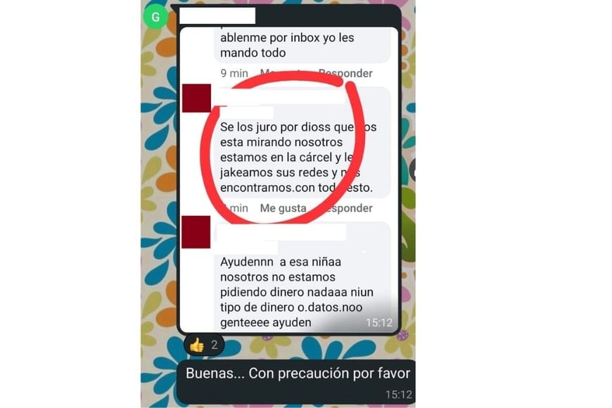 Captura de pantalla del chat.