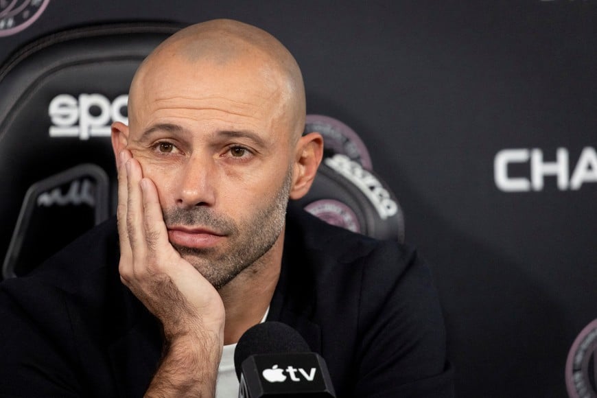 Newly appointed Inter Miami head coach Javier Mascherano looks on during a press conference, at Chase Stadium in Fort Lauderdale, Florida, U.S., December 3, 2024. REUTERS/Marco Bello