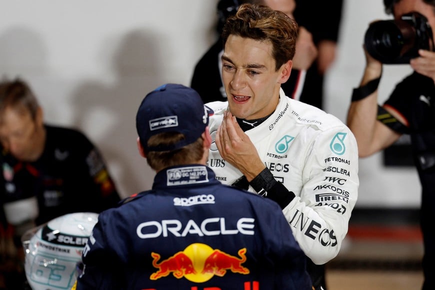 Formula One F1 - Qatar Grand Prix - Lusail International Circuit, Lusail, Qatar - November 30, 2024
Red Bull's Max Verstappen after qualifying in pole position along with second placed Mercedes' George Russell REUTERS/Hamad I Mohammed