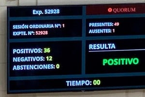 El tablero de votación tras el "Si" de Diputados. Crédito: Mario Cáffaro