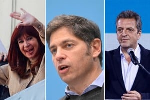 Cristina Fernández de Kirchner, Axel Kicillof y Sergio Massa.