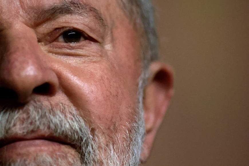 FILE PHOTO: Brazil's former president and presidential frontrunner Luiz Inacio Lula da Silva looks on during a meeting of the Brazilian Socialist Party (PSB), that officially nominated him as candidate of the party, in Brasilia, Brazil, July 29, 2022. REUTERS/Ueslei Marcelino/File Photo