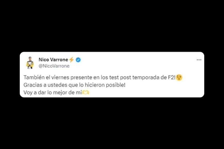 El mensaje que Varrone compartió en su cuenta de X (ex Twitter).