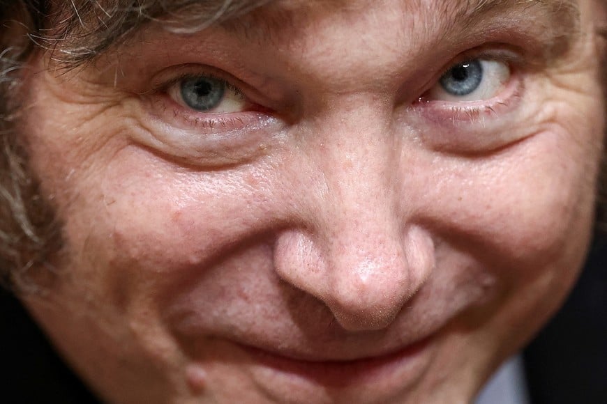 FILE PHOTO: Argentine President-elect Javier Milei reacts after the session of the legislative assembly at the National Congress, in Buenos Aires, Argentina, November 29, 2023. REUTERS/Agustin Marcarian/File Photo