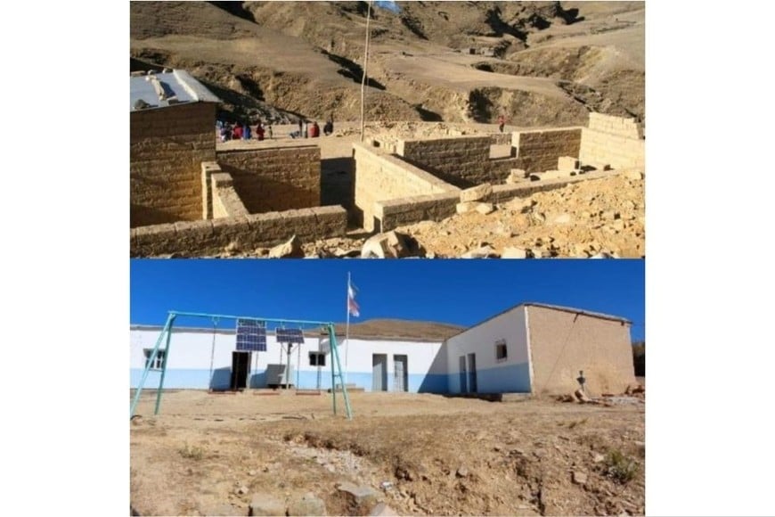 El antes y después de la Escuela Nº 4778, Rodeo San Juancito (Salta), una de las misiones de Puentes del Alma.