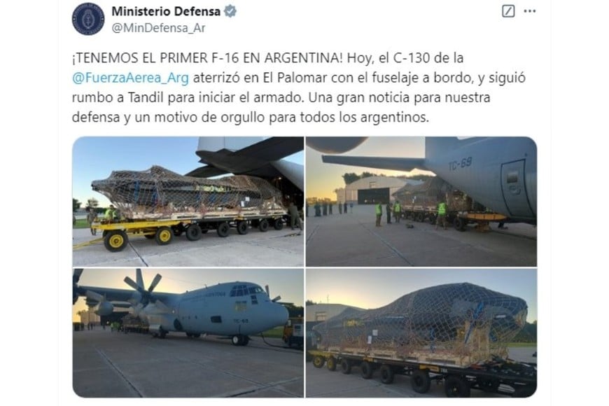 La publicación en X  del Ministerio de Defensa de la Nación.