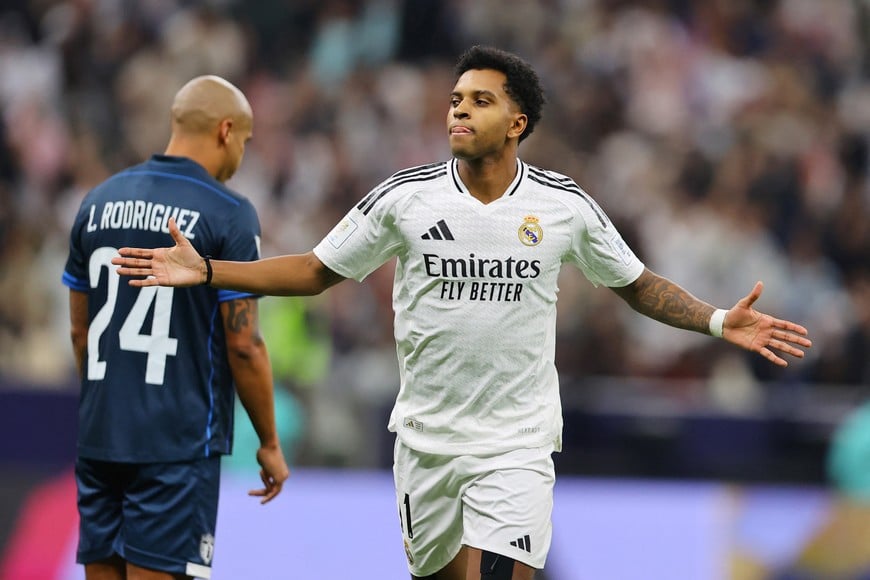 Soccer Football - Intercontinental Cup - Final - Real Madrid v Pachuca - Lusail Stadium, Lusail, Qatar - December 18, 2024
Real Madrid's Rodrygo celebrates scoring their second goal REUTERS/Ibraheem Al Omari