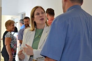 Gisela Scaglia, vicegobernadora de la provincia de Santa Fe, durante la inauguración de los trabajos. 