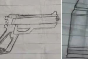 Dibujos alusivos encontrados en las pertenencias de la alumna que fue armada.