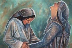 María e Isabel, unidas en júbilo, celebran la grandeza de Dios en el Magnificat.