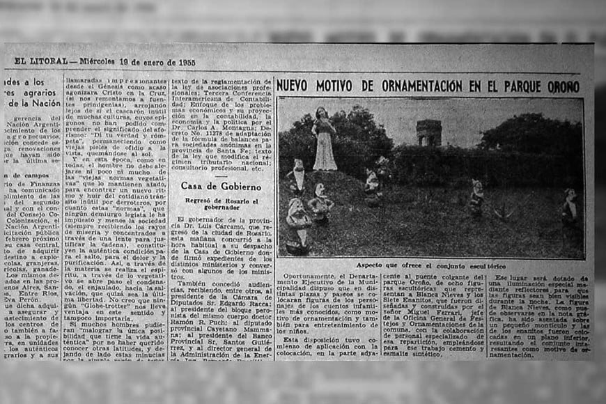 El recorte con la noticia que dio a conocer El Litoral, en el verano del '55.