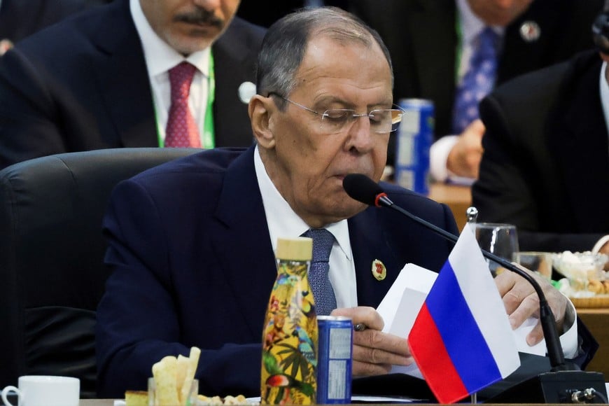 Russian Foreign Minister Sergei Lavrov attends the G20 summit at the Museum of Modern Art in Rio de Janeiro, Brazil, November 18, 2024. REUTERS/Ricardo Moraes