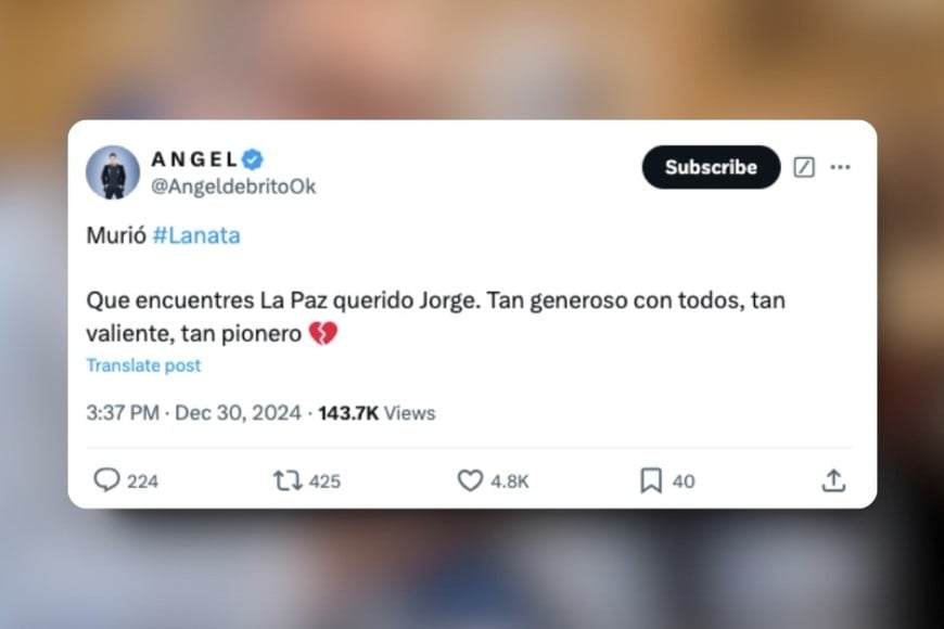 Así despidieron a Jorge Lanata vía X. Créditos: X