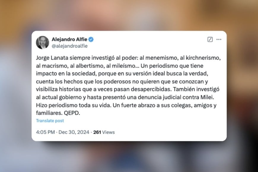 Así despidieron a Jorge Lanata vía X. Créditos: X