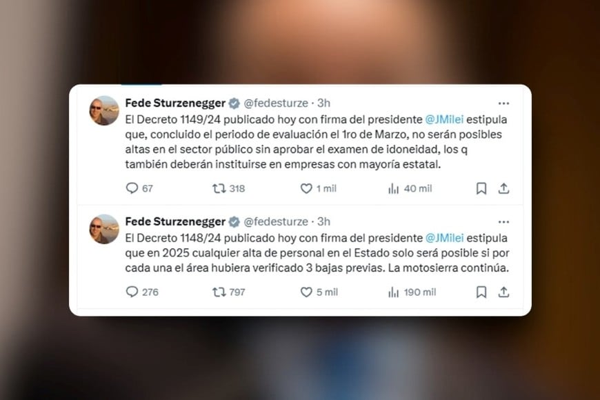 Los tweets de Sturzenegger. Créditos: X de Sturzenegger