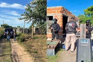 Se logró el secuestro de una escopeta reformada hallada en el patio trasero de una de las viviendas allanadas. Crédito: El Litoral.