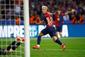 Soccer Football - LaLiga - FC Barcelona v Espanyol - Estadi Olimpic Lluis Companys, Barcelona, Spain - November 3, 2024
FC Barcelona's Dani Olmo scores their first goal REUTERS/Albert Gea