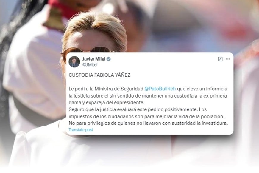 Milei sobre la custodia de Fabiola Yañez. Créditos: @JMilei en X