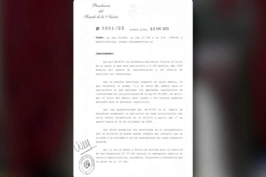 "Congelé las dietas hasta el 31 de marzo para que lo traten en sesiones ordinarias", expresó la vicepresidenta en su cuenta de X (ex Twitter). Créditos: @VickyVillarruel en X