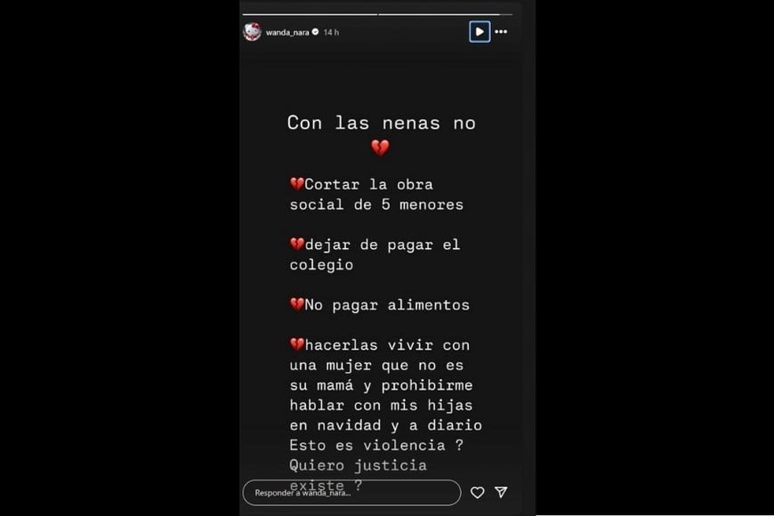 Historia de instagram de Wanda