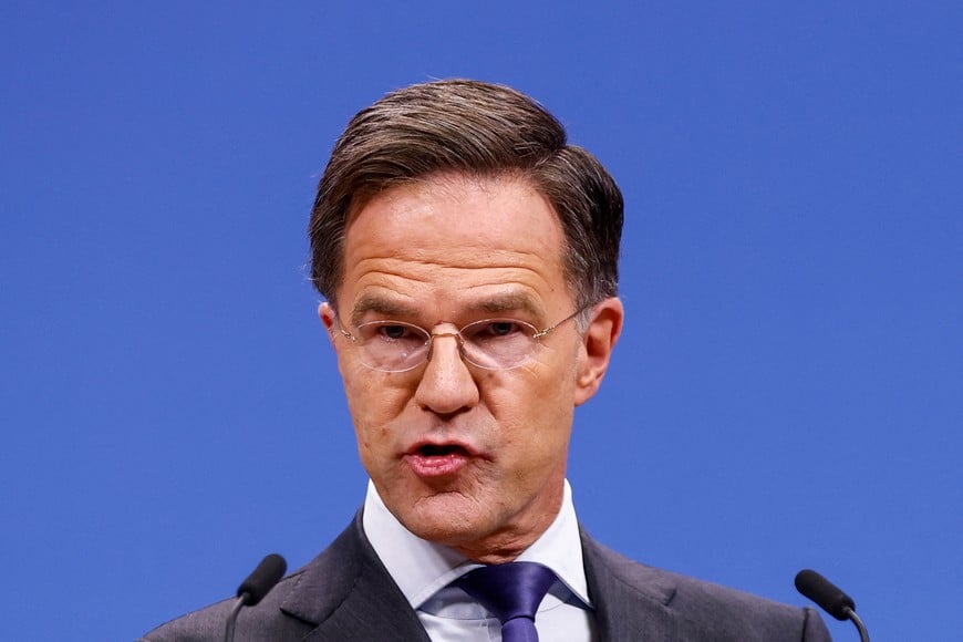 FILE PHOTO: NATO Secretary General Mark Rutte holds a press conference, at the alliance's headquarters in Brussels, Belgium December 4, 2024. REUTERS/Johanna Geron/File Photo