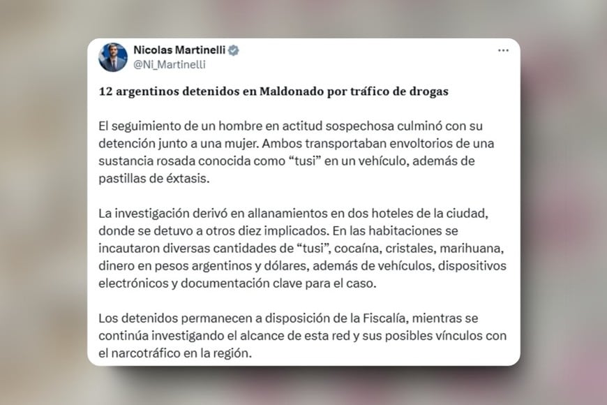 Punta del Este: detuvieron a 12 argentinos por vender drogas en fiestas exclusivas. Gentileza