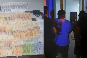 El arma de fuego y el dinero que fue secuestrado. Crédito: El Litoral.