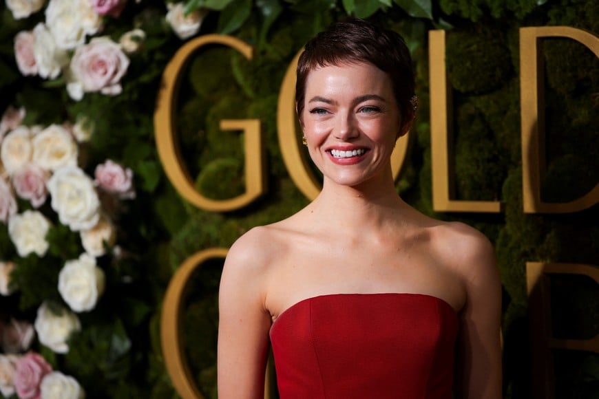 Emma Stone attends the 82nd Golden Globe Awards in Beverly Hills, California, U.S., January 5, 2025. REUTERS/Daniel Cole