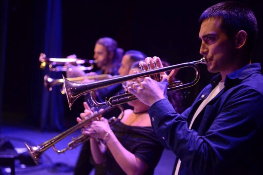 Santa Fe Jazz Campus: La fila de trompetas en el concierto de cierre.