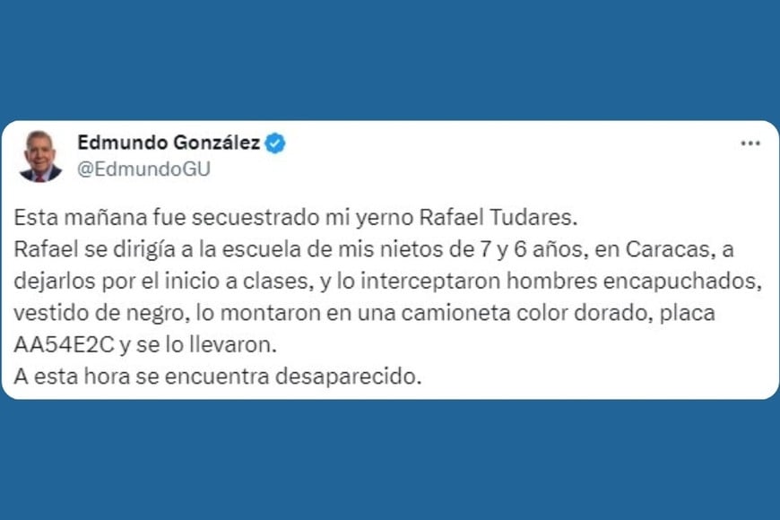 Una de las publicaciones de Edmundo González en X.