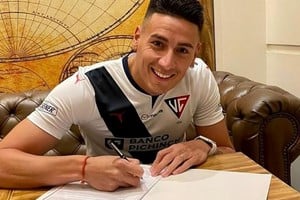 Martínez al momento de vincularse a la Liga de Quito, donde la rompería todo para ganar la Sudamericana 2023.