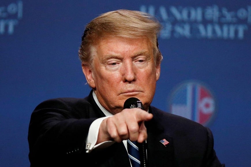 FILE PHOTO: U.S. President Donald Trump attends a news conference after his summit with North Korean leader Kim Jong Un, at the JW Marriott Hotel in Hanoi, Vietnam February 28, 2019. REUTERS/Jorge Silva/File Photo