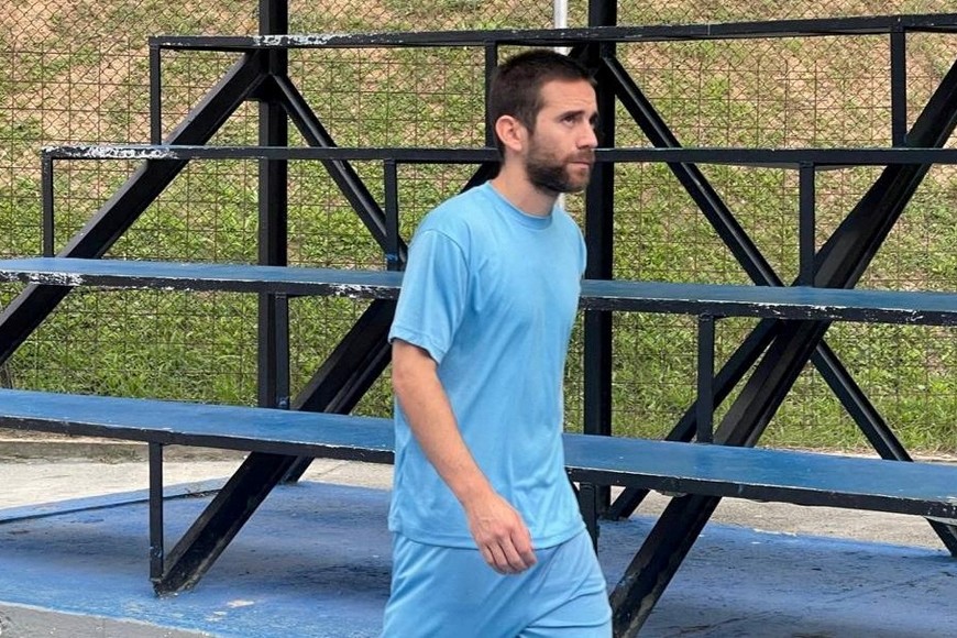 Argentina's Gendarmeria officer Nahuel Gallo, who, according to Venezuelan officials, was detained after attempting to enter Venezuela irregularly, walks at an undisclosed location in this image obtained by Reuters on January 3, 2025. THIS IMAGE HAS BEEN SUPPLIED BY A THIRD PARTY. BEST QUALITY AVAILABLE