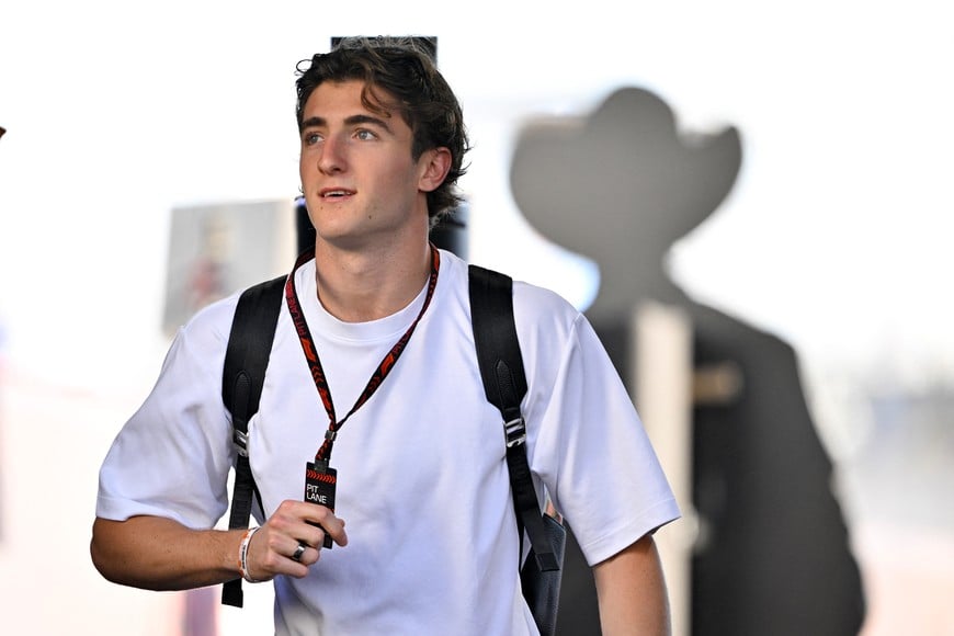 Oct 20, 2024; Austin, Texas, USA; Alpine reserve driver Jack Doohan walks through the track entrance before the 2024 Formula One US Grand Prix at Circuit of the Americas. Mandatory Credit: Jerome Miron-Imagn Images