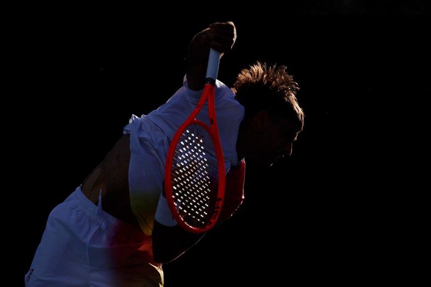 Tennis - Australian Open - Melbourne Park, Melbourne, Australia - January 14, 2025
Italy's Flavio Cobolli in action during his first round match against Argentina's Tomas Martin Etcheverry REUTERS/Tingshu Wang