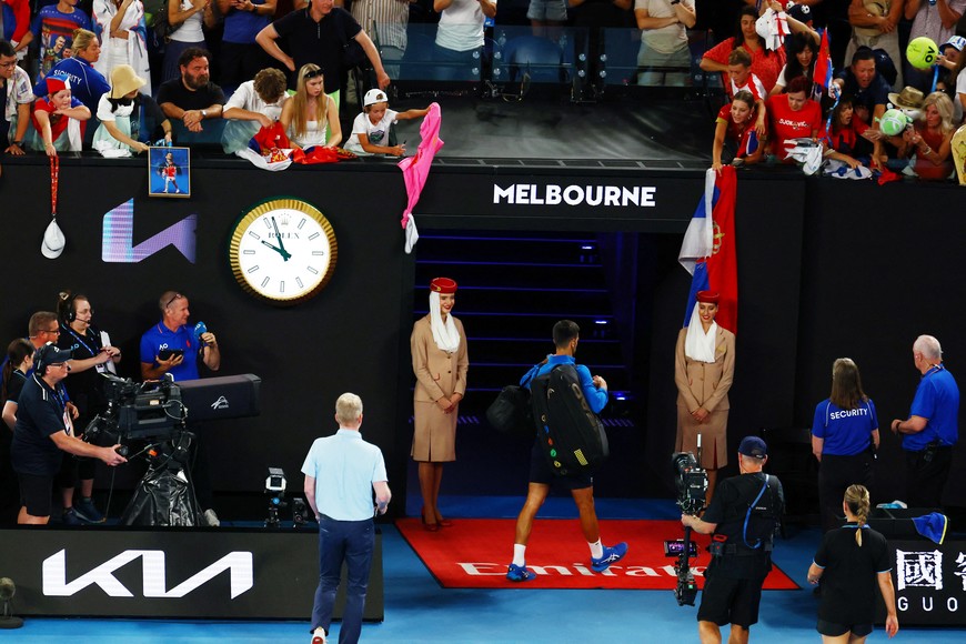 Tennis - Australian Open - Melbourne Park, Melbourne, Australia - January 19, 2025
Serbia's Novak Djokovic leaves the court after winning his fourth round match against Czech Republic's Jiri Lehecka REUTERS/Edgar Su