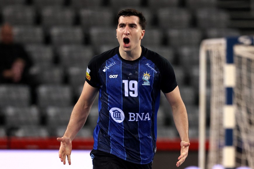 Handball - IHF Handball World Championships 2025 - Main Round IV - Argentina v Cape Verde - Zagreb Arena, Zagreb, Croatia - January 24, 2025 
Argentina's Pedro Martinez Cami reacts REUTERS/Antonio Bronic