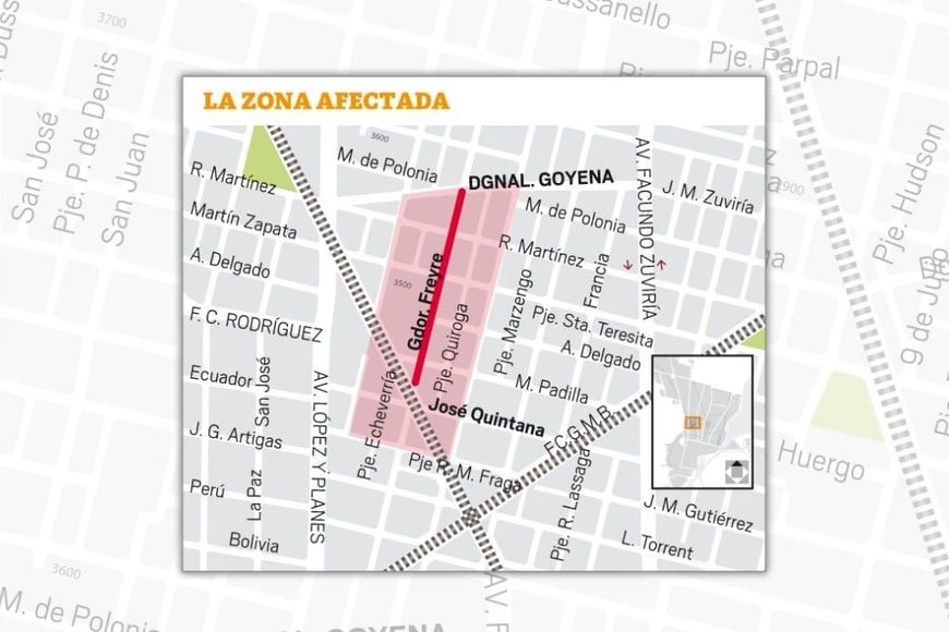 Mapa de la zona afectada.