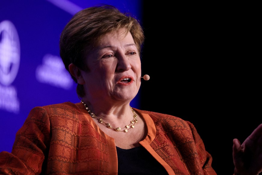 FILE PHOTO: Kristalina Georgieva, managing director, International Monetary Fund, speaks at the Milken Conference 2024 Global Conference Sessions at The Beverly Hilton in Beverly Hills, California, U.S., May 6, 2024.  REUTERS/David Swanson/File Photo