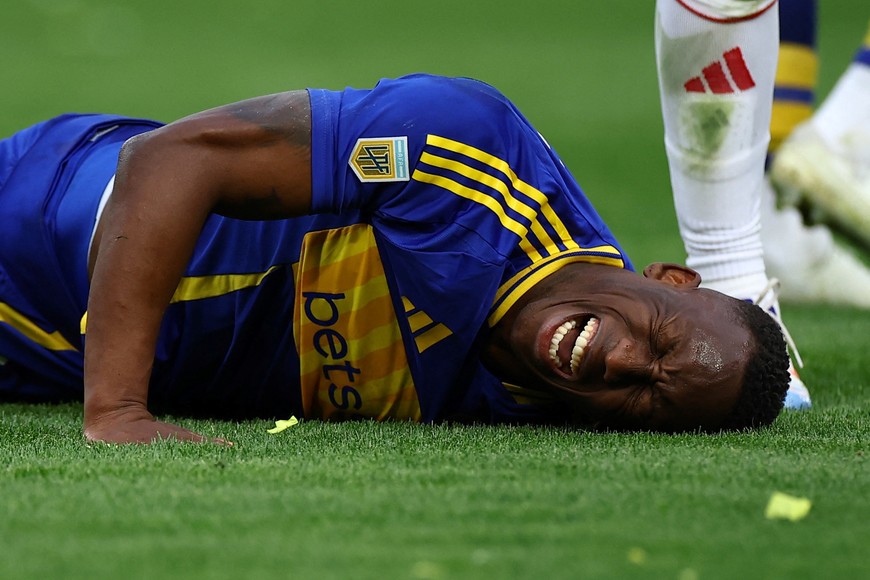 Soccer Football - Argentina Primera Division - Boca Juniors v River Plate - Estadio La Bombonera, Buenos Aires, Argentina - September 21, 2024
Boca Juniors' Luis Advincul reacts REUTERS/Agustin Marcarian