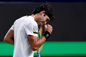 Tennis - Shanghai Masters - Qizhong Forest Sports City Arena, Shanghai, China - October 6, 2024
Argentina's Tomas Martin Etcheverry reacts during his round of 32 match against Italy's Jannik Sinner REUTERS/Tingshu Wang