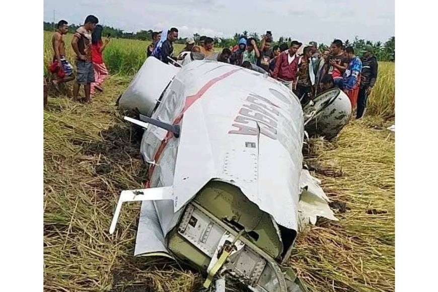 La avioneta luego de protagonizar el accidente.