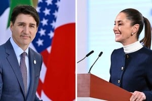 El primer ministro canadiense, Justin Trudeau, y la presidenta mexicana, Claudia Sheinbaum.