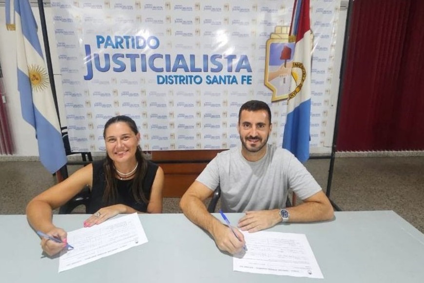 Hernán Porta junto a Natali Cejas, los candidatos a convencionales por Más Santa Fe.